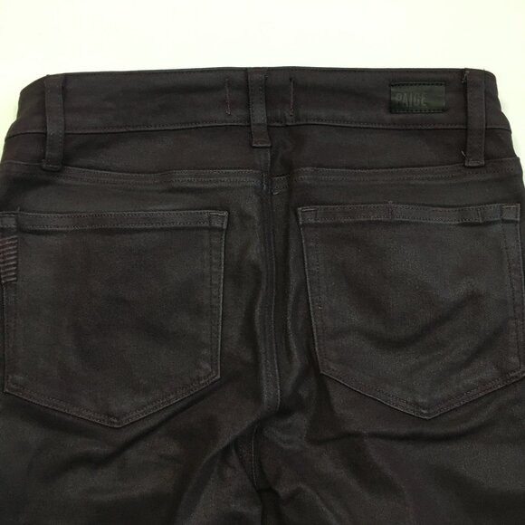 PAIGE Premium Denim Dark Plum Coated Verdugo Ankle 5 Pocket Logo Hardware Jeans - Picture 8 of 10